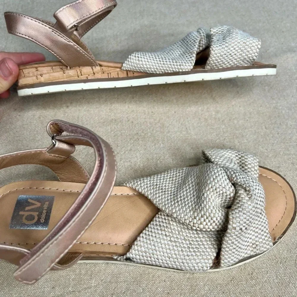 DV by Dolce Vita Girls Davis Woven Sandals Beige Size 4 Casual Strap